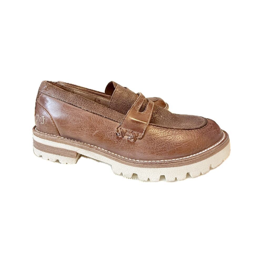 BedStU Reina Leather Chunky Penny Loafer Brown Size 8